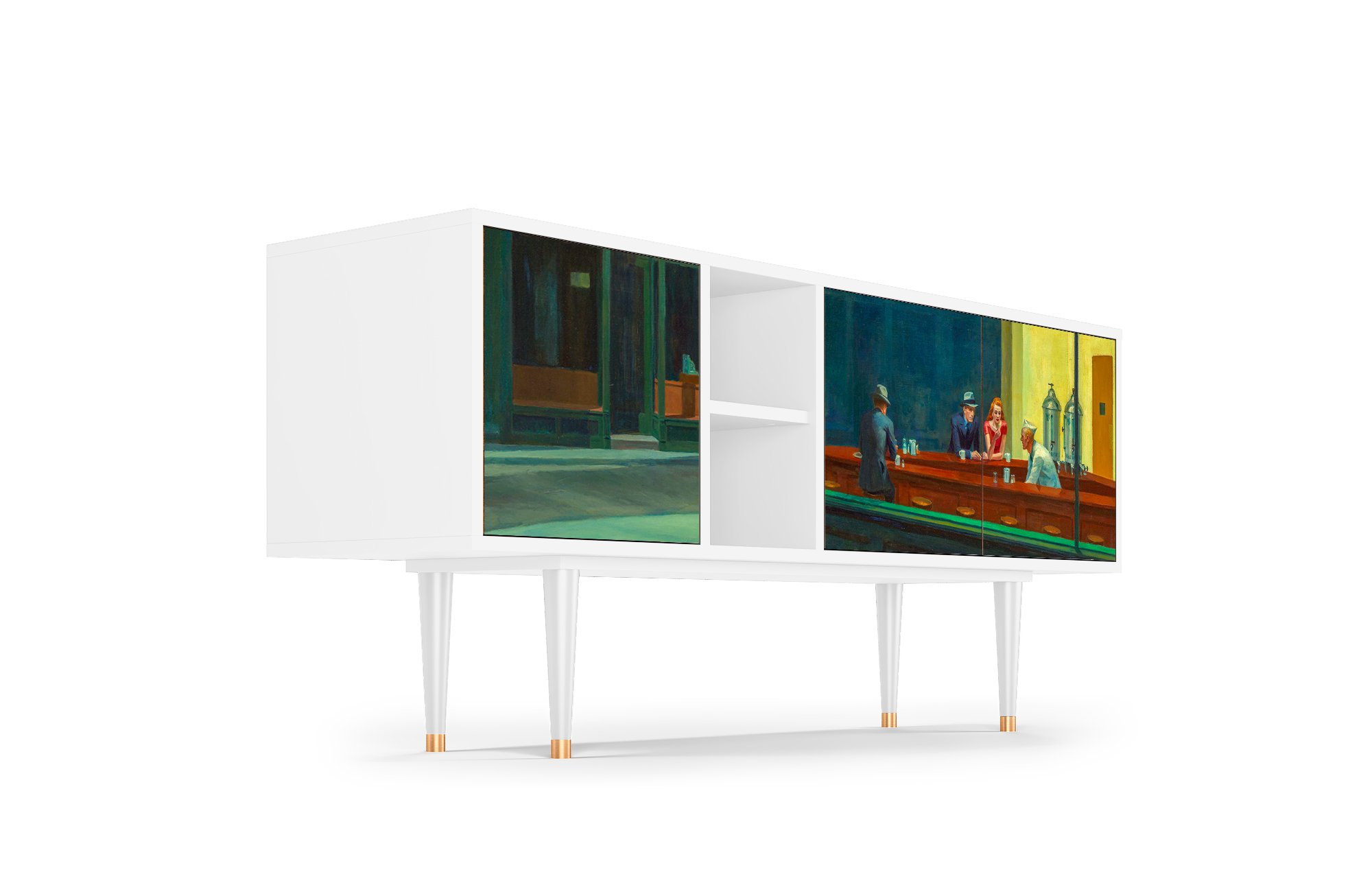 ТВ-Тумба - STORYZ - T5 Nighthawks by Edward Hopper, 150 x 69 x 41 см, Белый - фотография № 4