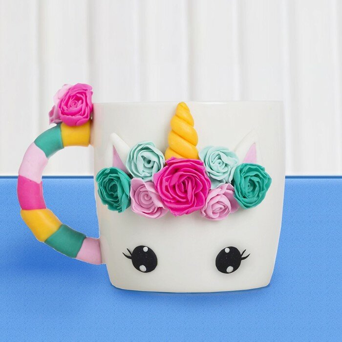 фото Кружка для декора полимерной глиной «Волшебный единорог», 300 мл.