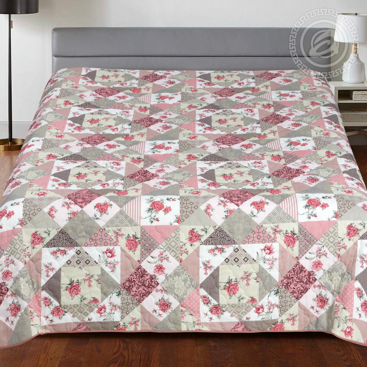 Одеяло-покрывало «Лоскутная мозаика розовый» бязь (Покрывало 220*215см) - фотография № 2