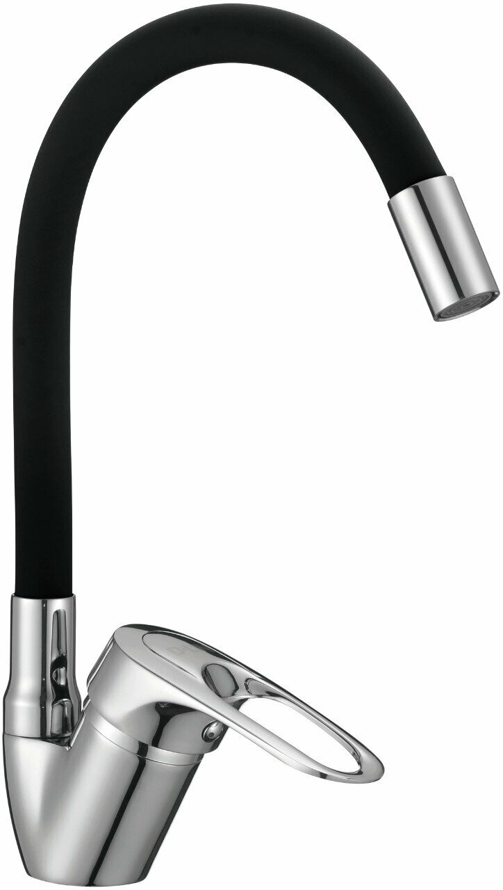Смеситель для кухни (мойки) однорычажный с гибким изливом D-Lin, черный