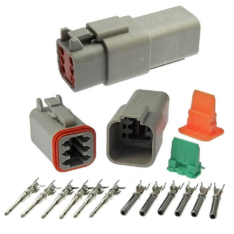 фото Герметичный разъём DT06-6S, DT04-6P 6-и контактный (комплект штырь+гнездо)