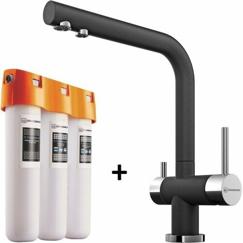 Смеситель Кухонный Omoikiri Nagano Bl-Черный + Pure Drop Lite