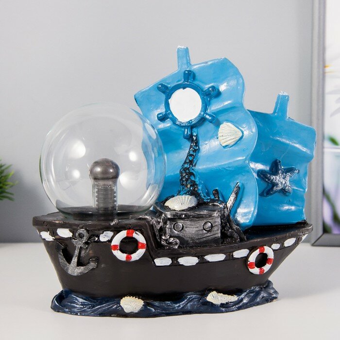 Плазменный шар "Корабль" синий 25х10х22 см RISALUX - фотография № 2