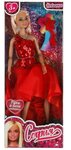 Кукла Карапуз София 29 см, руки и ноги сгибаются, в вечернем красном платье - изображение