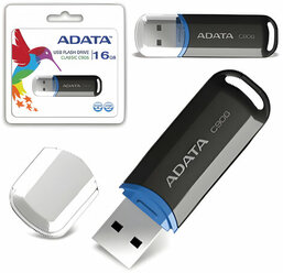 Флеш-диск 16 GB, A-DATA C906, USB 2.0, черный, AC906-16G-RBK