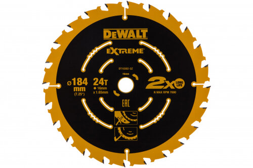 Пильный диск по дереву DEWALT Extreme DT10302 [184х16мм, 1.65мм, 24 WZ +18°]