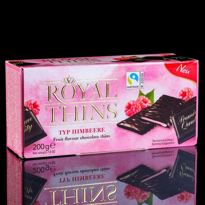 Мини-плитки Royal Thins Himbeere из тёмного шоколада с малиновой начинкой, 200 г - фотография № 1