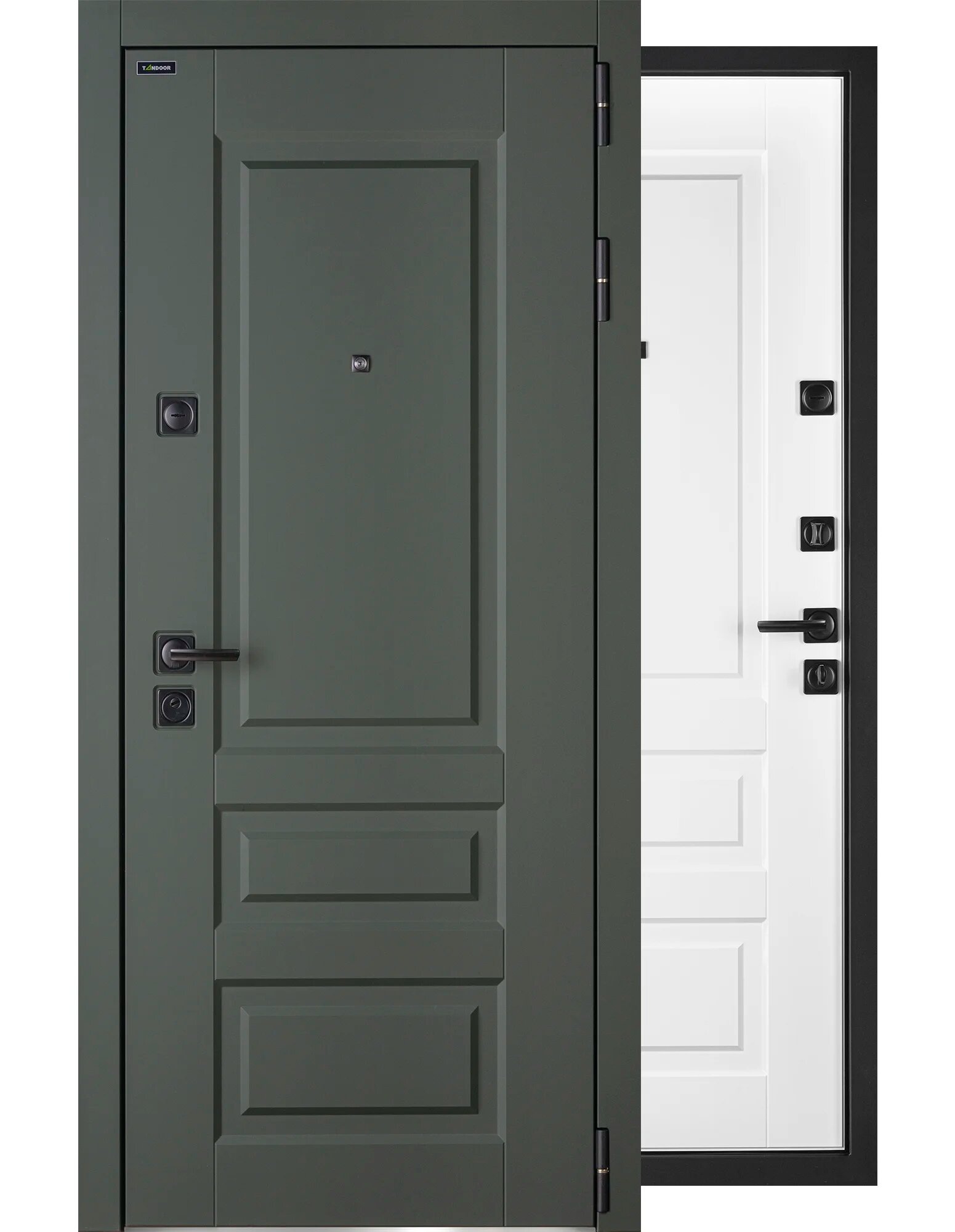 Входная металлическая дверь Олива с внешней МДФ-панелью, 86*205, белый матовый с правосторонним открыванием - фотография № 1