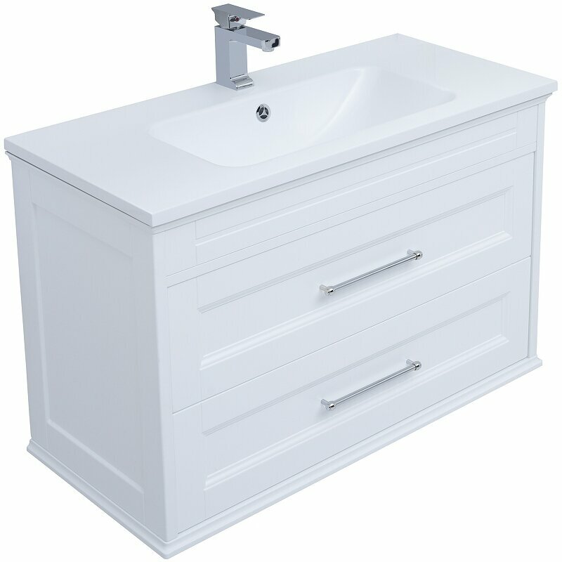 Комплект мебели для ванной Aquanet Бостон M 100 258284 подвесной Белый матовый - фотография № 6