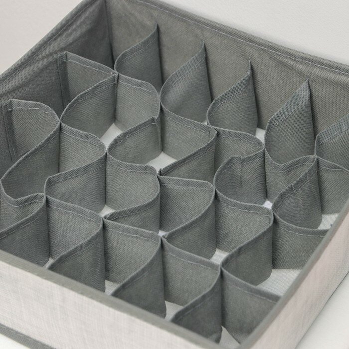 Органайзер для белья «Нить», 24 ячейки, 32×32×10 см, цвет серый - фотография № 4