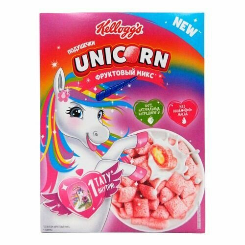 Сухой завтрак подушечки Kellogg's Unicorn цельнозерновые с фруктовым вкусом 200 г