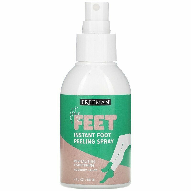 Freeman Beauty, Flirty Feet, Мгновенный Спрей-Пилинг для Ног, Кокос + Алоэ, 118 мл