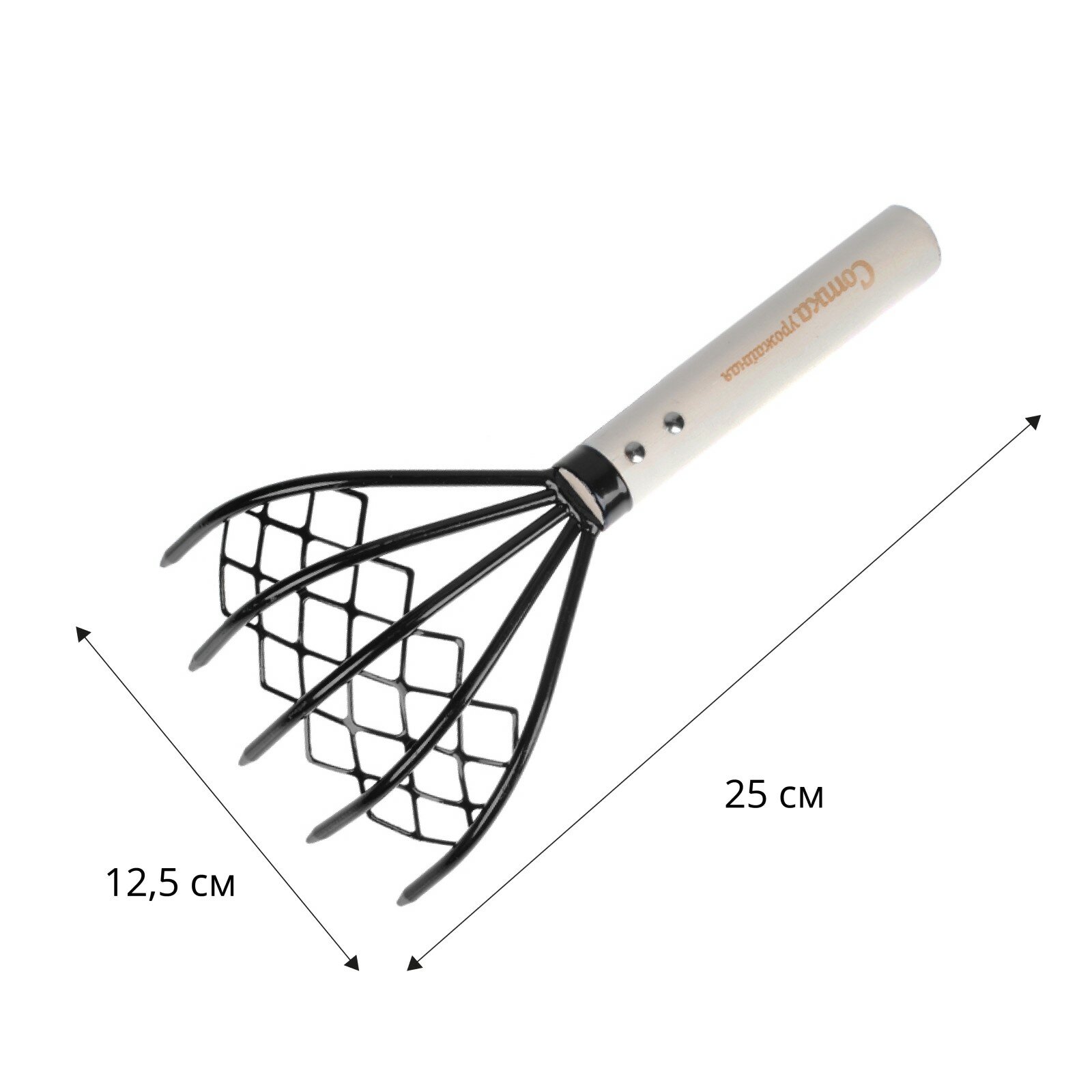 Рыхлитель 5-ти зубый с сеточкой с дер черенком `Урожайная сотка` Эко 80035 - фотография № 1