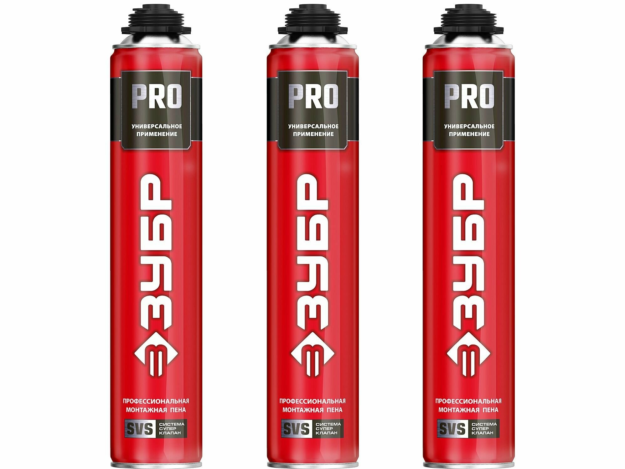 фото Профессиональная монтажная пена , пистолетная, всесезонная, 750мл, SVS, ЗУБР 3 штуки