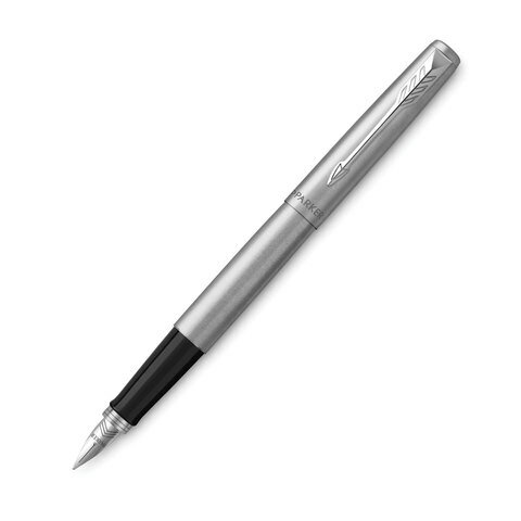 Ручка перьевая PARKER "Jotter Stainless Steel CT", комплект 2 шт., корпус серебристый, хромированные детали, синяя, 2030946