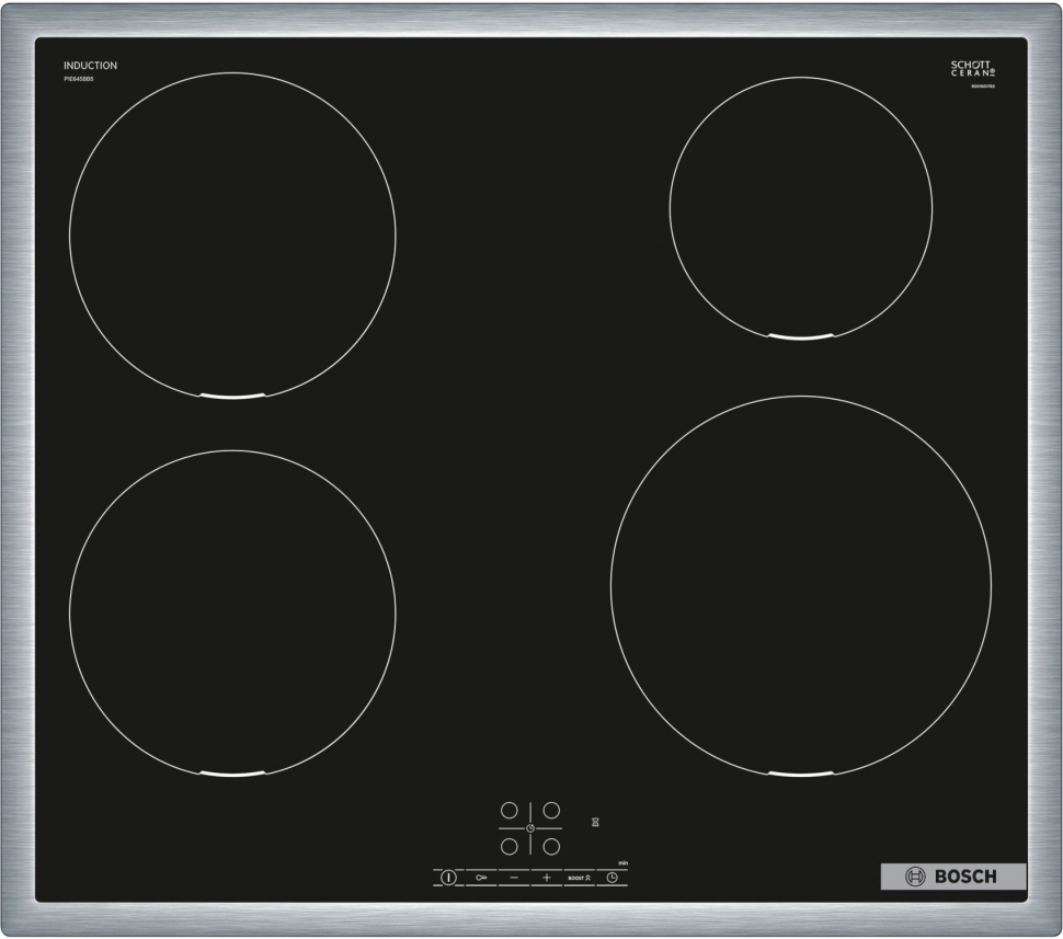 Индукционная варочная панель Bosch PIE645BB5E, цвет панели черный , цвет рамки серебристый