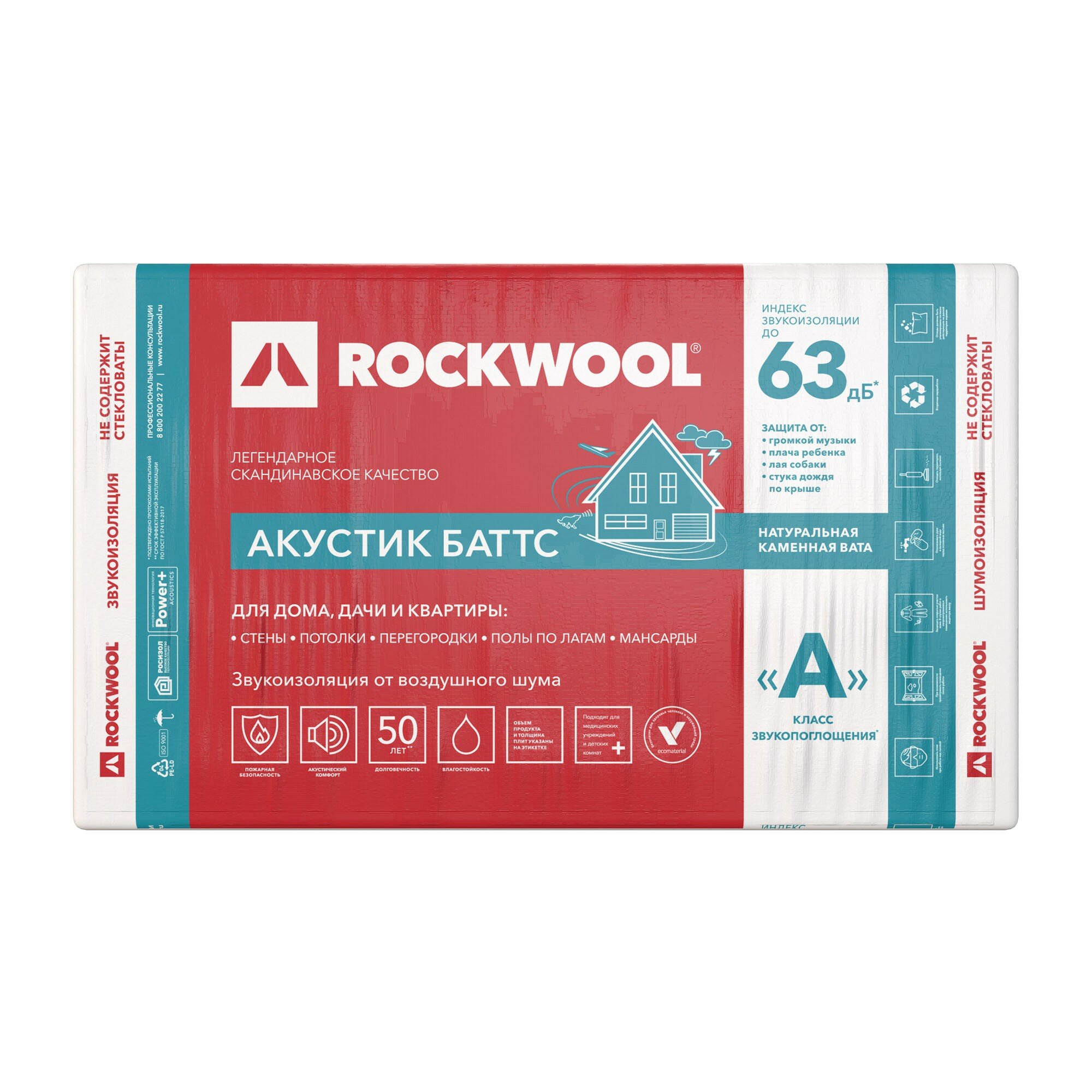 Звукоизоляция Rockwool Акустик Баттс, 100 мм