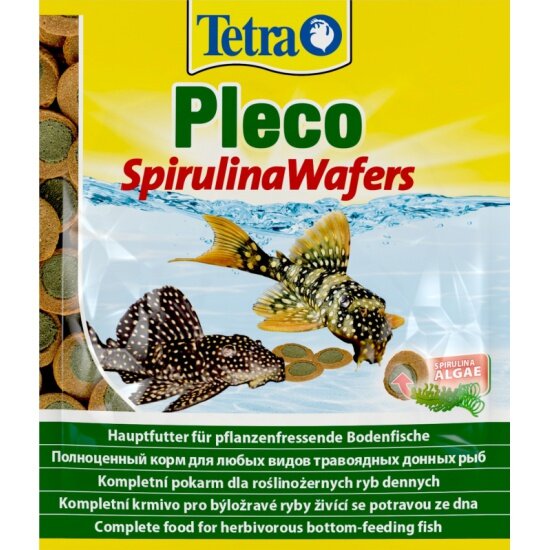 Корм для крупных растительноядных донных рыб Tetra Pleco Spirulina Wafers 15г