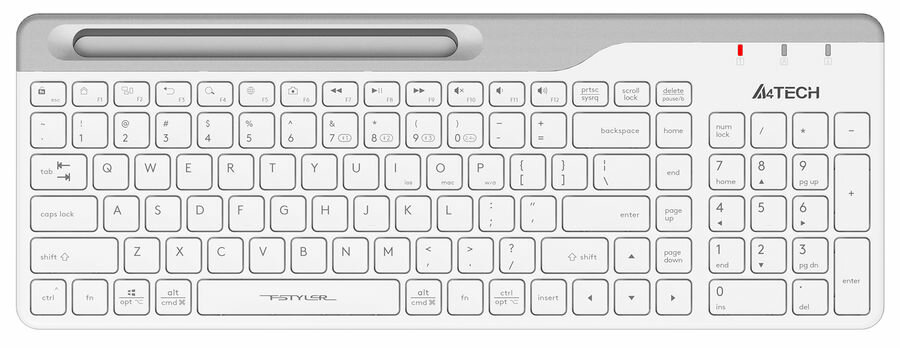 Беспроводная клавиатура A4Tech Fstyler FBK25, slim, BT/Radio, белый/серый