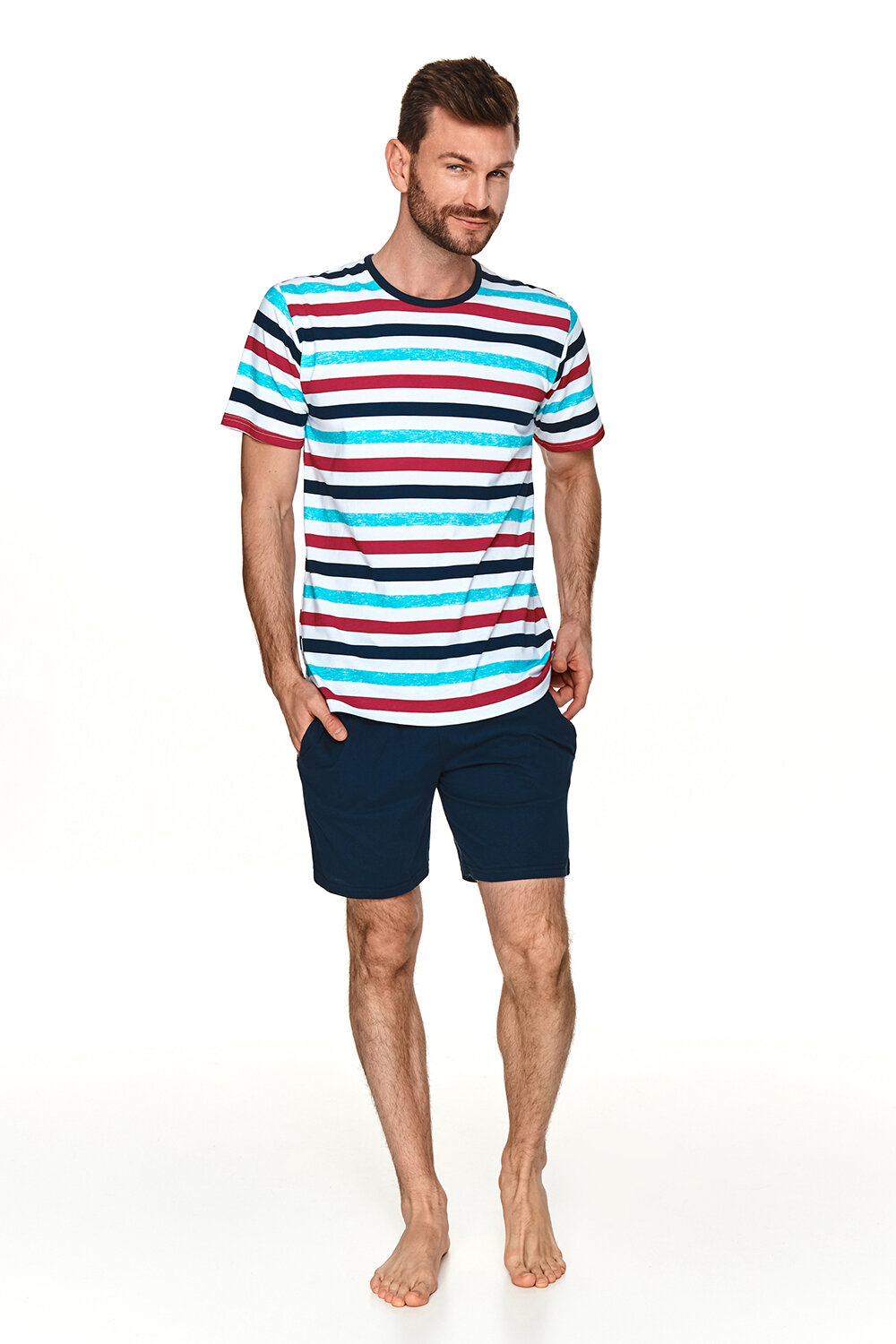 Пижама мужская TARO Jura 2729-01, футболка и шорты, темно-синий, хлопок 100% (Размер: L) - фотография № 1