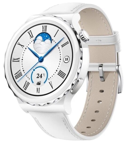 Смарт-часы HUAWEI GT 3 Pro Silver Bezel White Leather (43mm) (FRG-B19) (RU)
