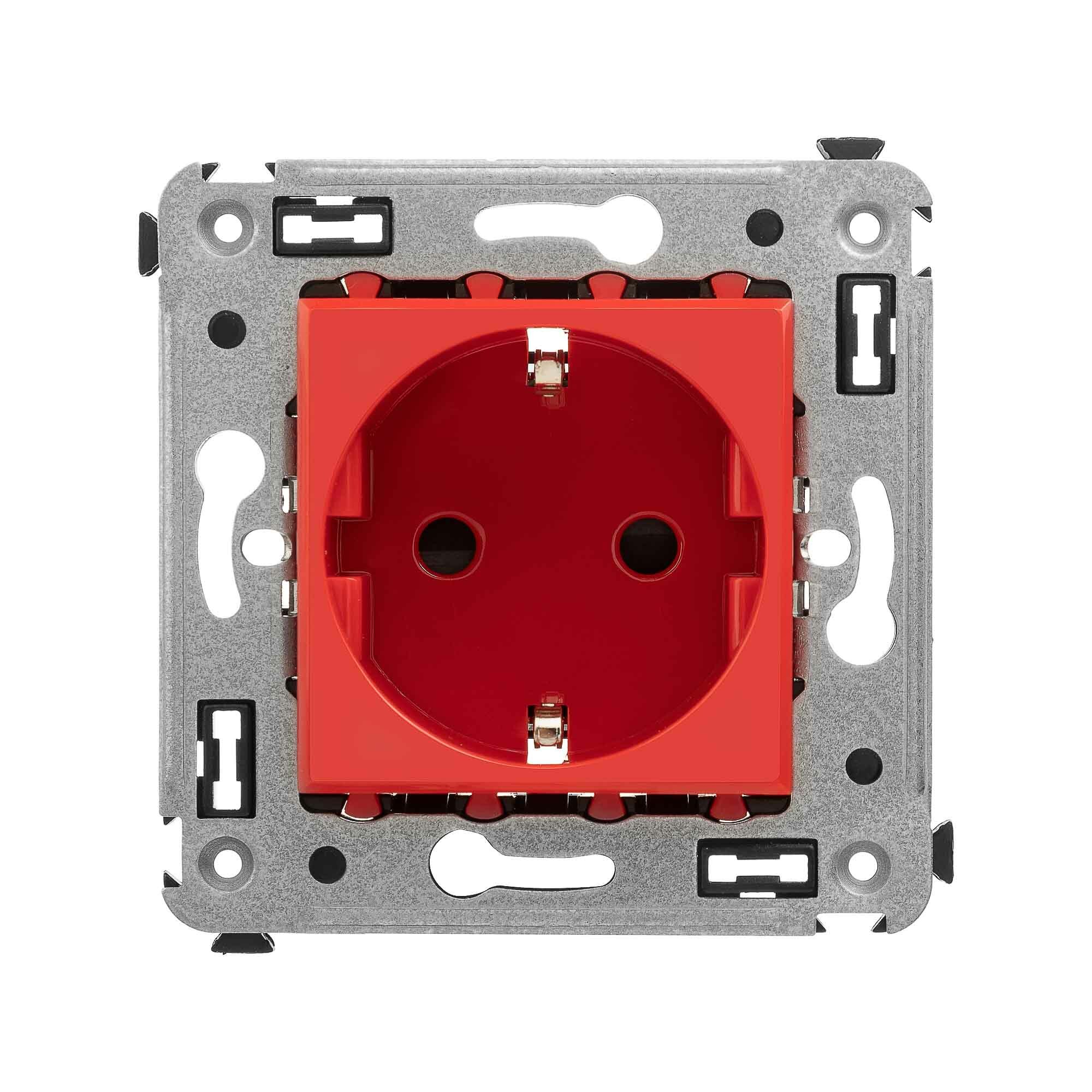 фото Avanti Розетка в стену, 2P+E, с защитными шторками, ''Красный квадрат'' | код 4401003 | DKC (2шт.в упак.)