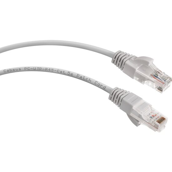 Патч-корд CABEUS U/UTP PC-UTP-RJ45-Cat.5e-0.5m категория 5е 2xRJ45/8p8c неэкранированный серый PVC 0.5м