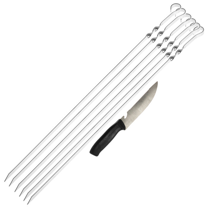 Шампуры набор (6 шампуров+1 хозяйственный нож), размер 585 х 10 х 2 мм - фотография № 1