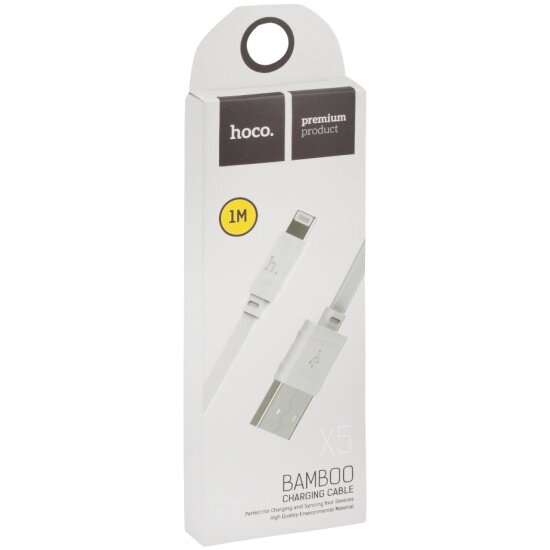 Кабель HOCO USB X5 Bamboo Lightning 8-pin, 1м, 2.4A, TPE (белый)