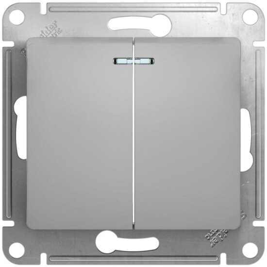 Выключатель SCHNEIDER ELECTRIC GLOSSA 10А IP20 10AX с подсветкой алюм. SchE GSL000353