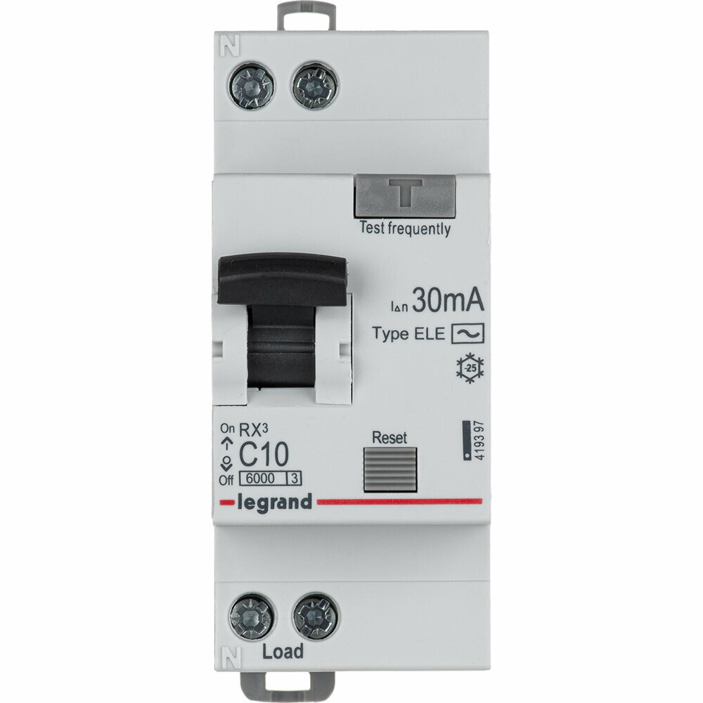 Legrand Выключатель автоматический дифференциального тока АВДТ RX3 6000 - 6 ка - тип характеристики С - 1П+Н - 230 В~ - 10 А - тип AС - 30 ма