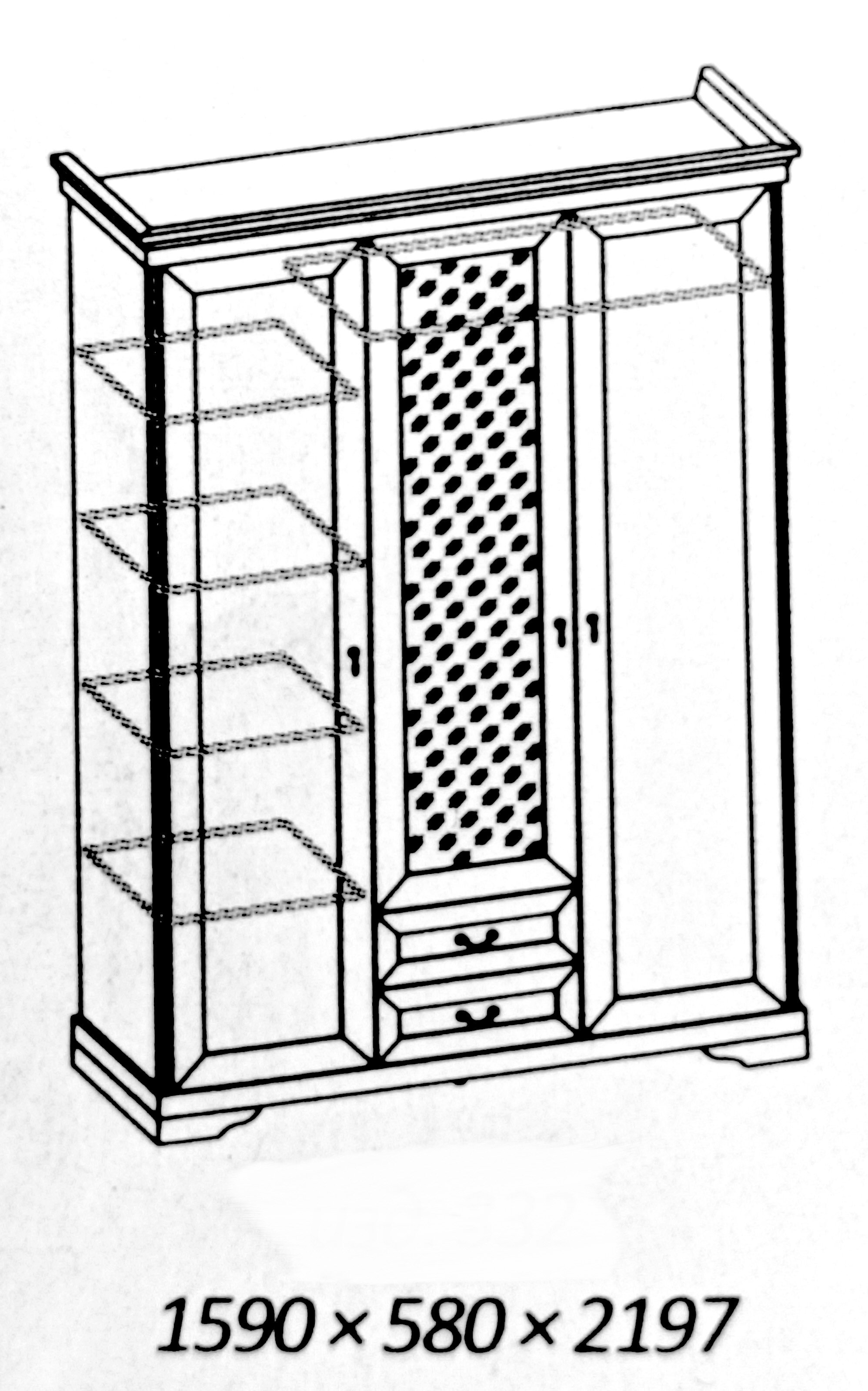 Шкаф 3-дверный 115 Патриция, цвет Бежевый, с зеркалом - фотография № 4