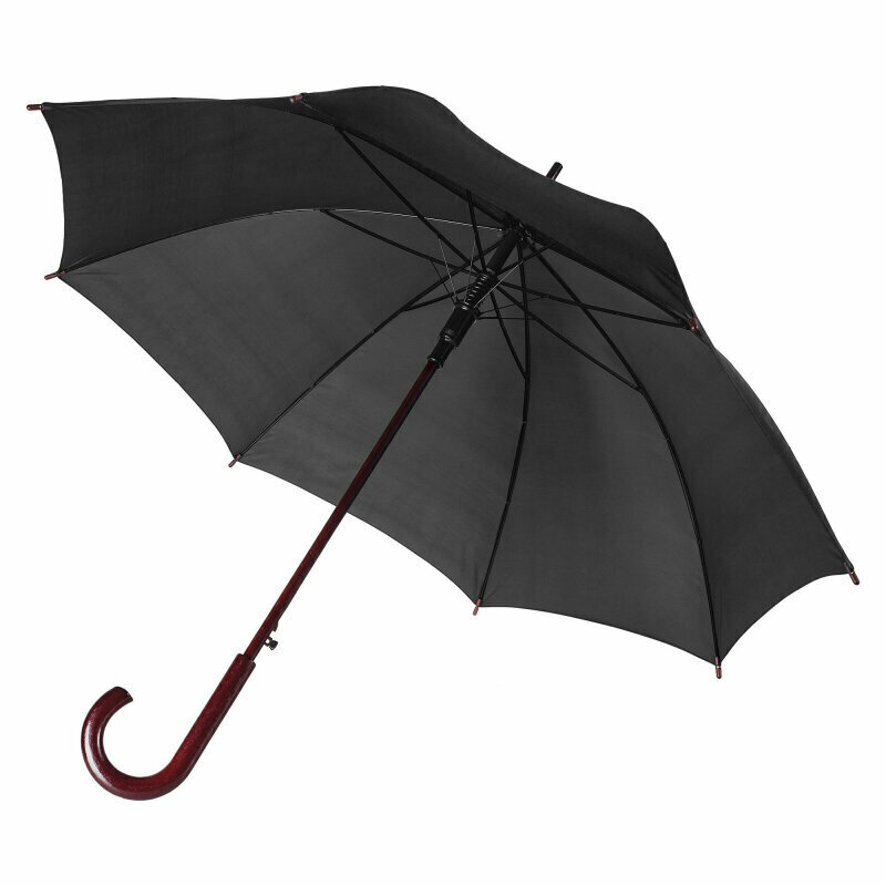 Зонт -трость Standard,полуавтомат,8 спиц,ручка - дерево,черный,12393.30, 1613725