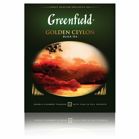 Чай GREENFIELD (Гринфилд) "Golden Ceylon", комплект 5 шт., черный, 100 пакетиков в конвертах по 2 г, 0581 - фотография № 4