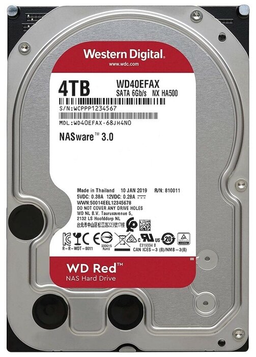 Western Digital Жесткий диск 4ТБ Western Digital Red WD40EFAX, 5400об./мин., 256МБ (SATA III) (oem)