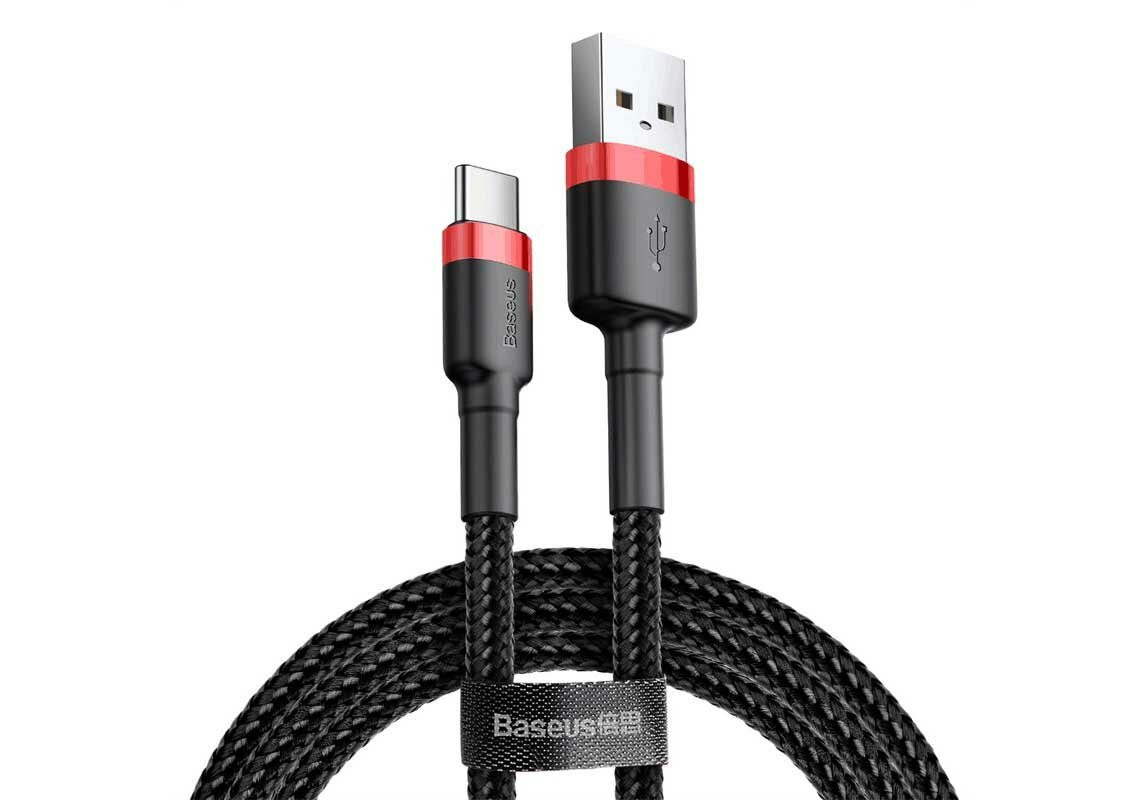 Кабель Baseus Cafule USB - USB Type-C 3A 1m Red-Black CATKLF-B91