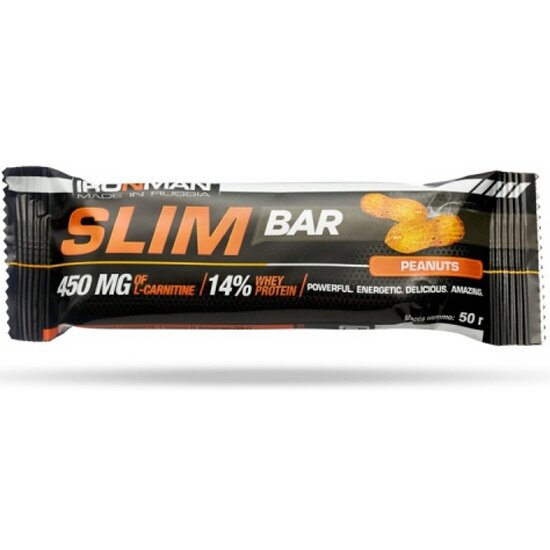 Батончик IRONMAN Slim Bar с L-карнитином, 50 г (Орех / тёмная глазурь)