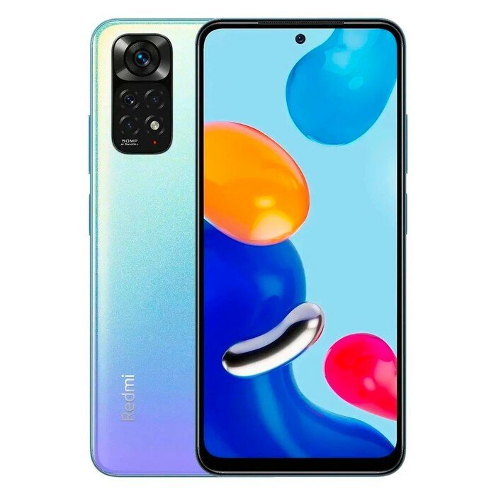 Смартфоны XIAOMI Смартфон Xiaomi Redmi Note 11 RU, 6.43", Amoled, 4 Гб, 64 Гб, 50 Мп, 5000 мАч, NFC, голубой