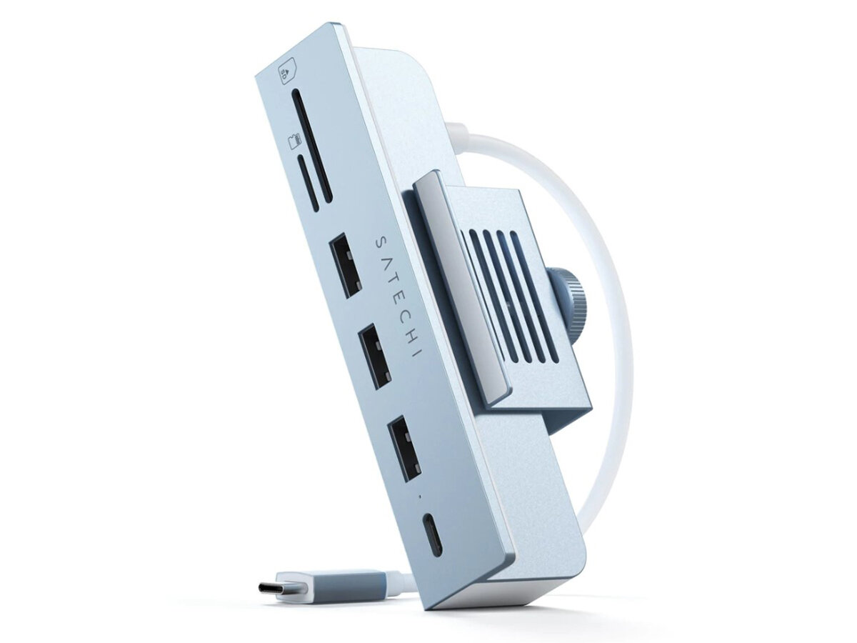 Мульти хаб Satechi USB-C Clamp Hub 1 x USB-C / 3 x USB-A / SD / microSD для iMac (2021) голубой (ST-UCICHB)