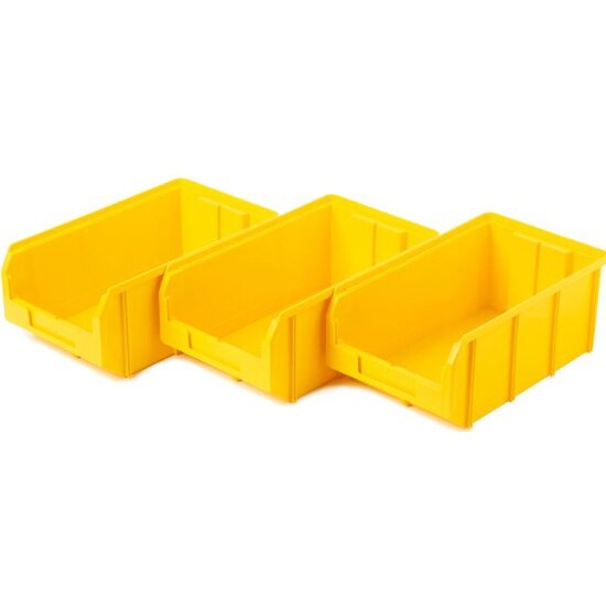 Пластиковый ящик Стелла-техник V-3-К3-желтый, 342х207х143мм, комплект 3 штуки