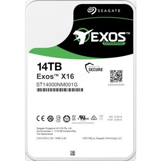 Жесткий диск SEAGATE Exos 3.5" 14 TB SATA III, 256 Mb, 7200 rpm ST14000NM001G