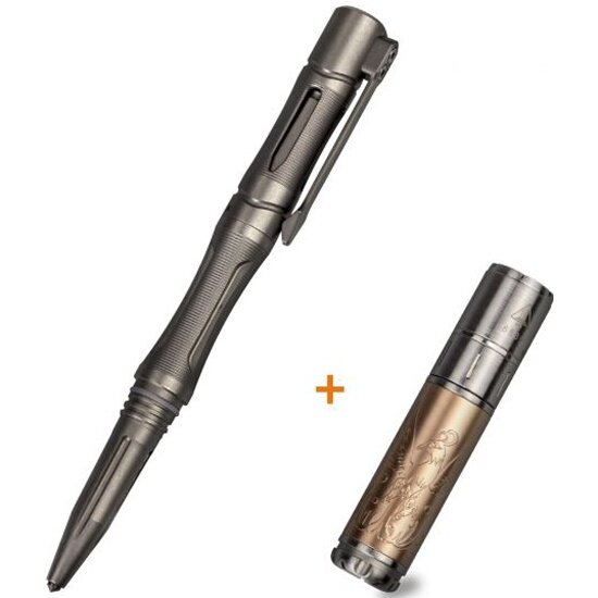 Тактическая ручка FENIX T5Ti + фонарь 15th. Цвет ручки серый.