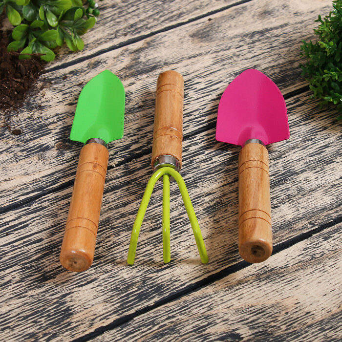 Greengo Набор садового инструмента, 3 предмета: рыхлитель, совок, грабли, длина 20 см - фотография № 2