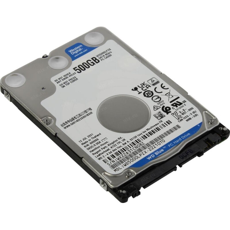 Жесткий диск WD Blue SATA 500Gb 2,5 5400rpm 128MB (WD5000LPZX)