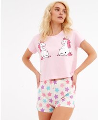 Пижама KAFTAN "Unicorns" (футболка, шорты) женская, цвет розовый, размер 40-42