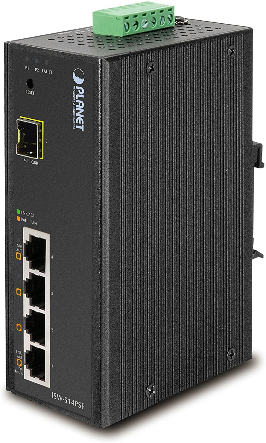 ISW-514PSF индустриальный PoE коммутатор для монтажа в DIN-рейку/ IP30 4-Port/TP+1-Port Fiber(SFP) W