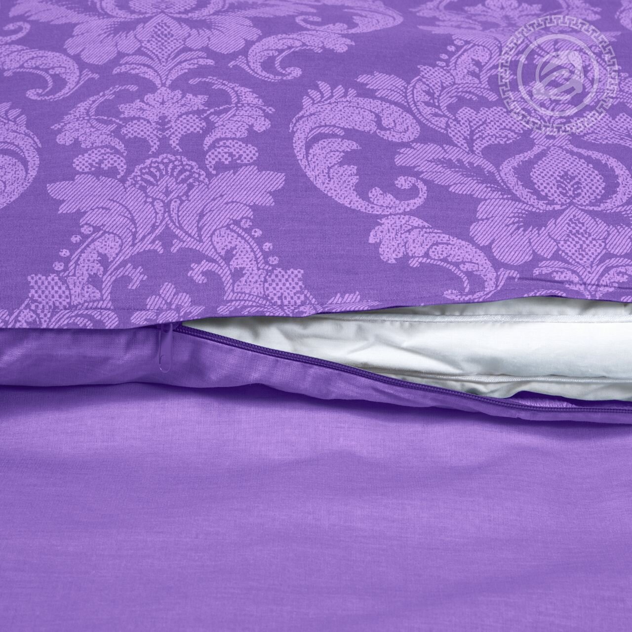 Пододеяльник на молнии «Византия» фиолетовый поплин (1.5-спальный (215*145см)) - фотография № 3