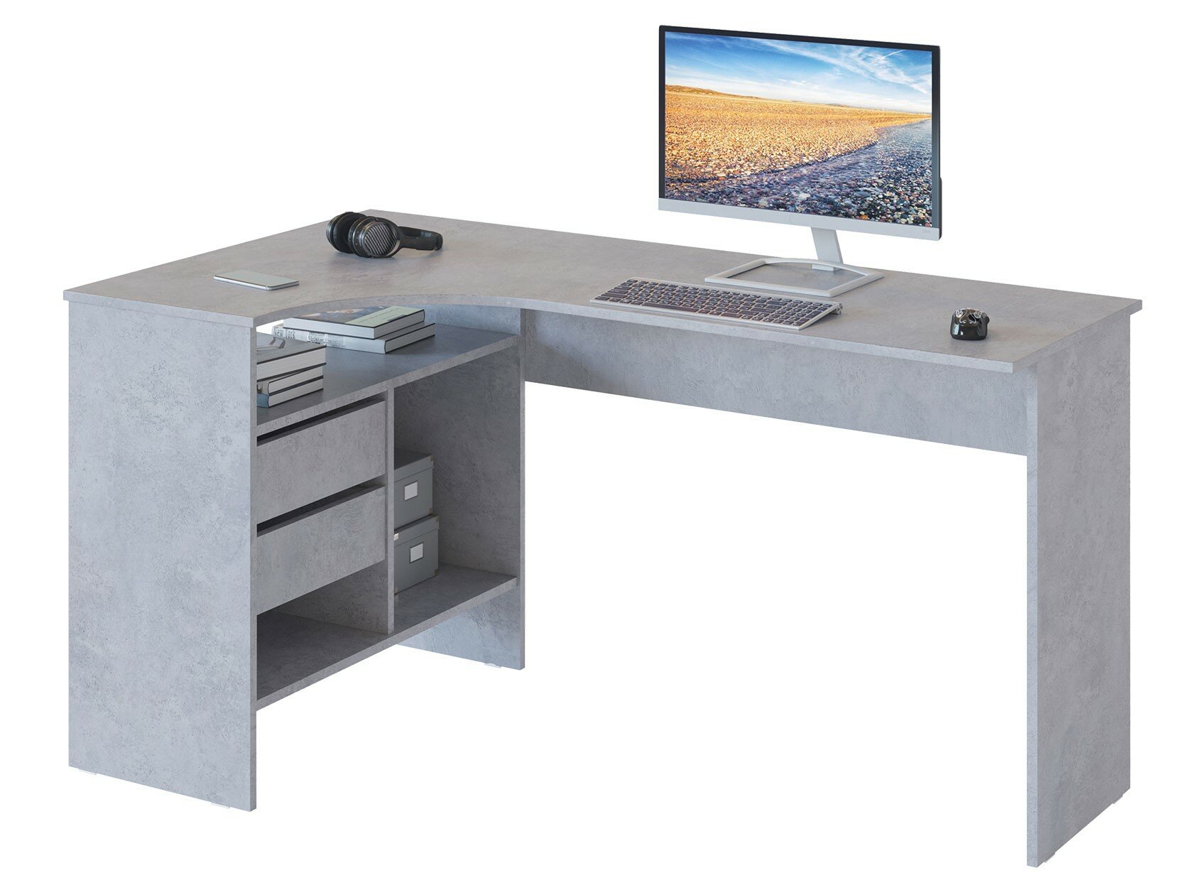 Компьютерный стол Сокол СПМ-25 Левый Бетон 1450х810х740