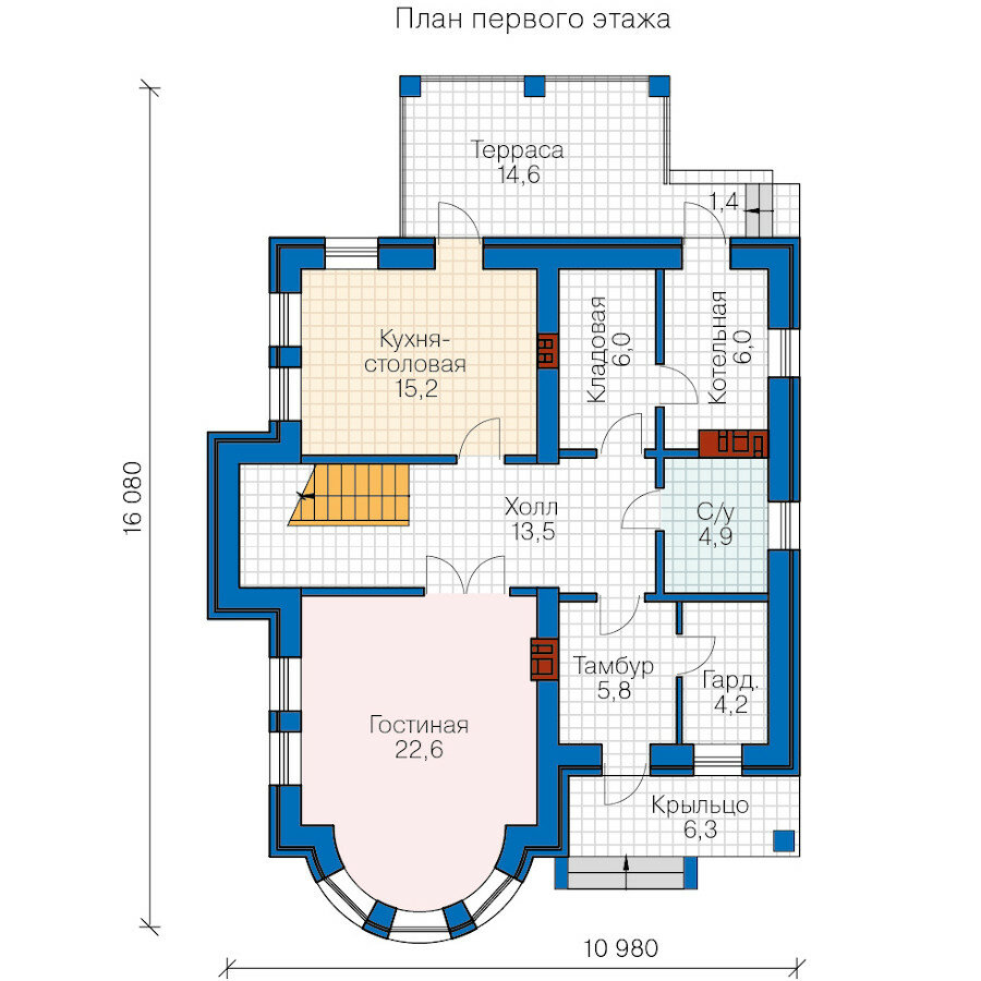 62-41AL-Catalog-Plans - Проект двухэтажного дома из газобетона с террасой - фотография № 1