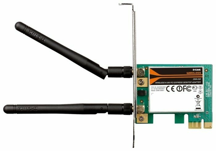 Wi-Fi адаптер D-Link DWA-548 PCI-Express 3.0 среда передачи данных Wi-Fi 300Mbps 2.4 GHz GHz 802.11b,802.11g,802.11n